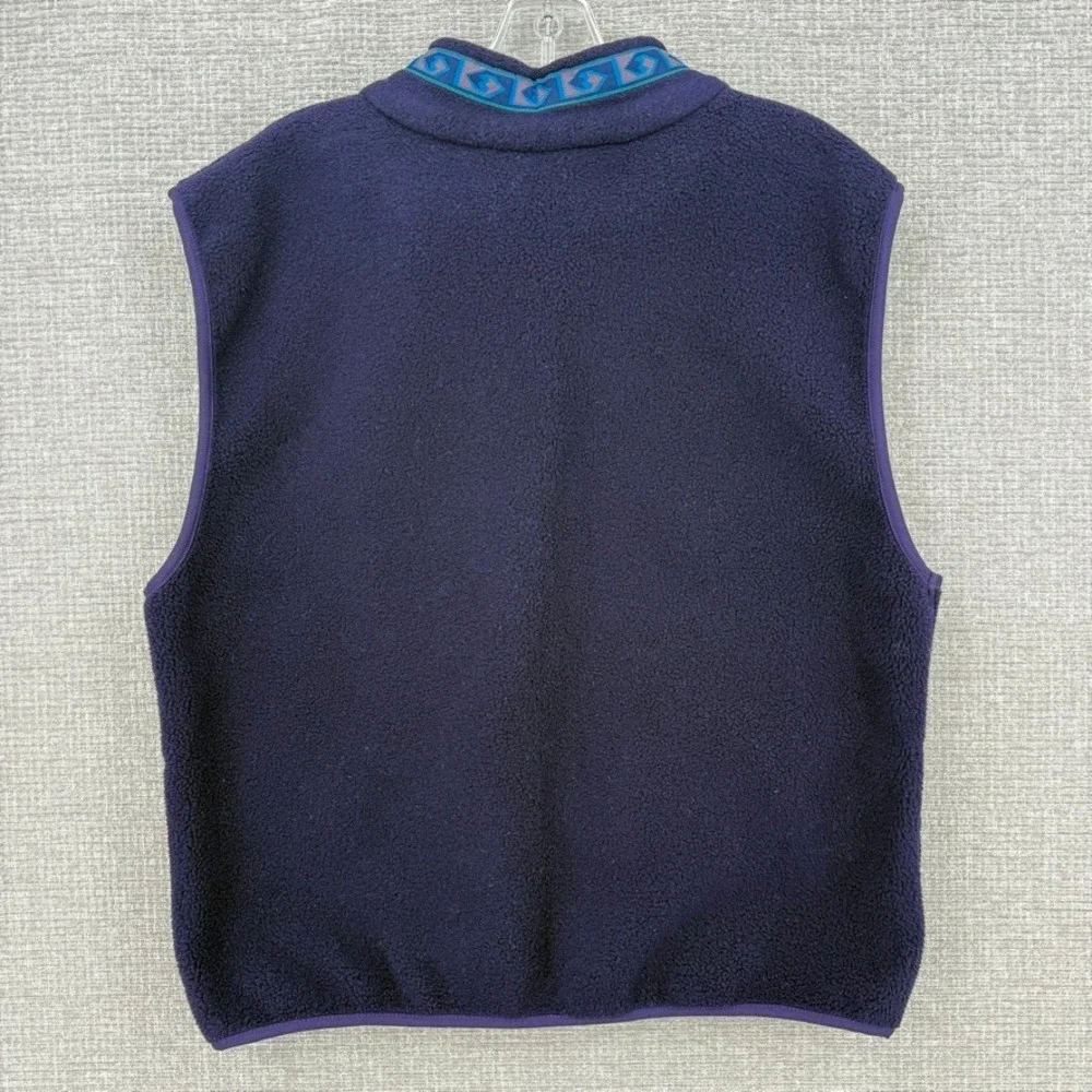 Vintage Campmor Fleece Vest Mens Large Purple Aztec Trim Full Zip Gorpcore - Picture 2 of 10